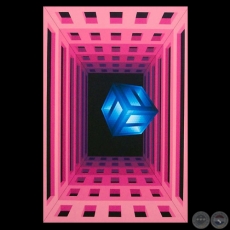 CUBO AZUL HQK - III, 2003 - Acrílico de ENRIQUE CAREAGA