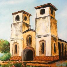 IGLESIA DE CORONEL OVIEDO - PARAGUAY - Óleo de GRISELDA ROSSI SCHUBERT