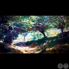 BOSCO DI CASTAGNI SOPRA STRESA, 1884 - Óleo de GUIDO BOGGIANI