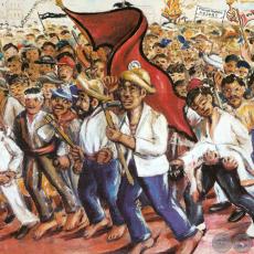 MANIFESTACIÓN OBRERA, 1960 - Óleo de IGNACIO NÚÑEZ SOLER