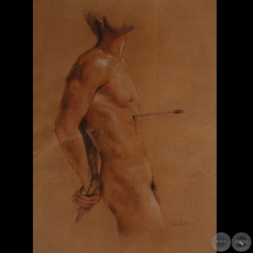 SAN SEBASTIÁN - Pastel sobre papel de JUAN ANSELMO SAMUDIO