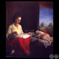 LA HILANDERA - Pintura al óleo de LUIS TORANZOS