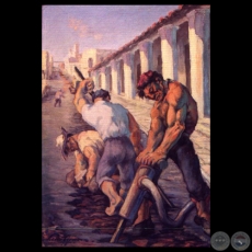 LOS TRABAJADORES DE CORPOSANA - Pintura al leo de LUIS TORANZOS