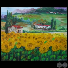 CAMPO CON CULTIVO DE GIRASOLES, 2011 - Acrlico de MARTH RODRGUEZ ALCAL DE MORENO 