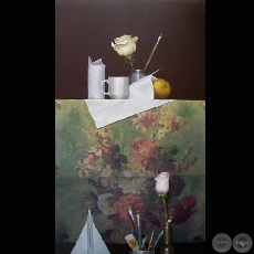 COMPOSICION CON FLORES - Óleo de HERNÁN MIRANDA