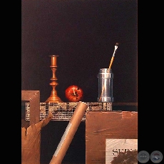EN EL ESTUDIO - Óleo de HERNÁN MIRANDA