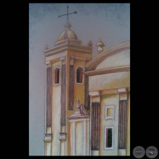 TORRE DE LA CATEDRAL METROPOLITANA - Pastel sobre cartón de NORMA ANNICCHIARICO 