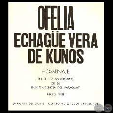 OFELIA ECHAGÜE VERA DE KUNOS, EXPOSICIÓN - MAYO 1988