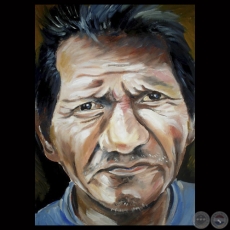 RAÍCES - RETRATO DE HOMBRE INDÍGENA, 2010 - Óleo sobre papel de CARLA ASCARZA 