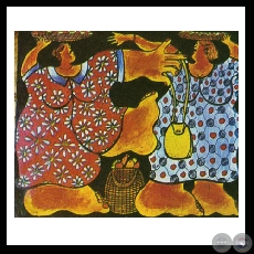 MUJERES EN EL MERCADO Nº 4 - Obra de William Riquelme - Año 1986
