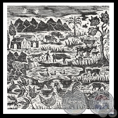 LA GRANJA / DER BAUERNHOF (Grabado de ANDRÉS CAÑETE) - Año 1988