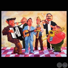 BANDA DE MÚSICOS - Óleo de ROBERTO MORELLI