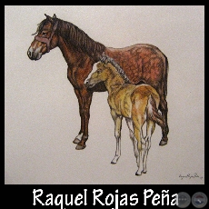 CABALLOS - Acuarela de RAQUEL ROJAS PEÑA - Año 2008