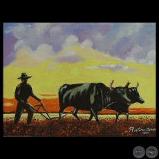 ARANDO EL CAMPO PARAGUAYO - Óleo de RUFINO CARDOZO