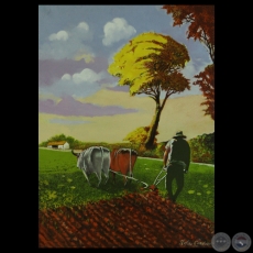 ARANDO EL CAMPO PARAGUAYO - Óleo de RUFINO CARDOZO