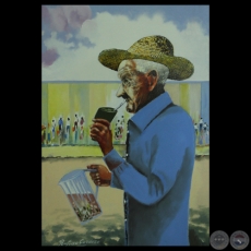 ABUELO TOMANDO TERERÉ - Óleo de RUFINO CARDOZO