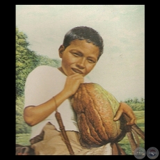 NIÑO CON ZAPALLO - Óleo de ROBERTO HOLDEN JARA