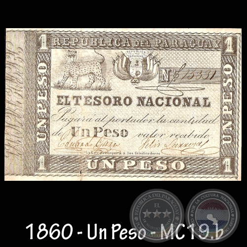 1860 - UN PESO - FIRMAS: EDUARDO GARZO – FÉLIX LARROSA