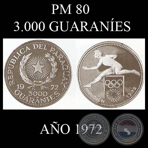 PM 80  3.000 GUARANES  AO 1972