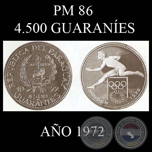 PM 86  4.500 GUARANES  AO 1972