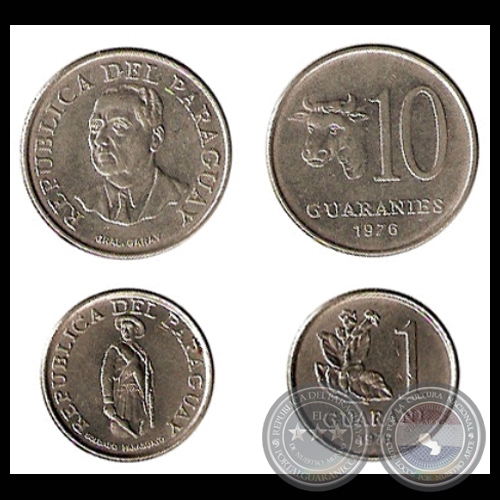 SERIE 1976 - 1 y 10 GUARANÍES - METAL: ACERO