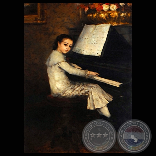NIÑA AL PIANO (Óleo de ALEJANDRO COURTINES)
