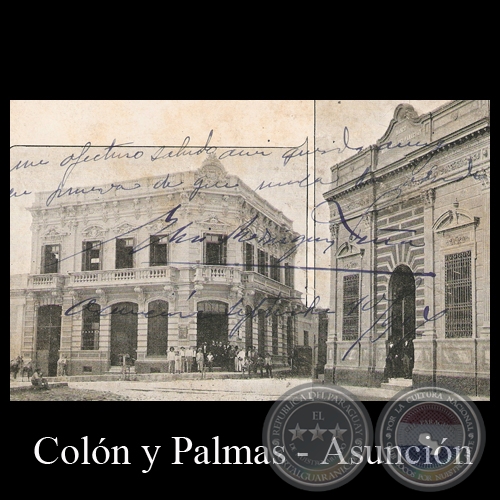 ESQ. COLÓN Y PALMAS - BANCO MERCANTIL, ASUNCIÓN - TARJETA POSTAL DEL PARAGUAY  