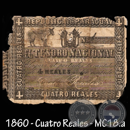 1860 - CUATRO REALES - FIRMAS: MANUEL FERRIOL – AGUSTÍN TRIGO
