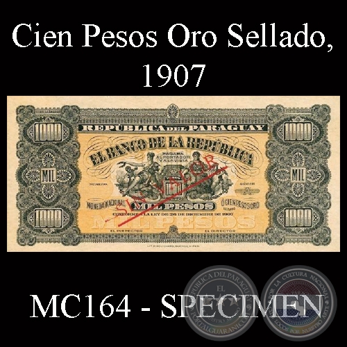 CIEN PESOS ORO SELLADO o MIL PESOS MONEDA NACIONAL