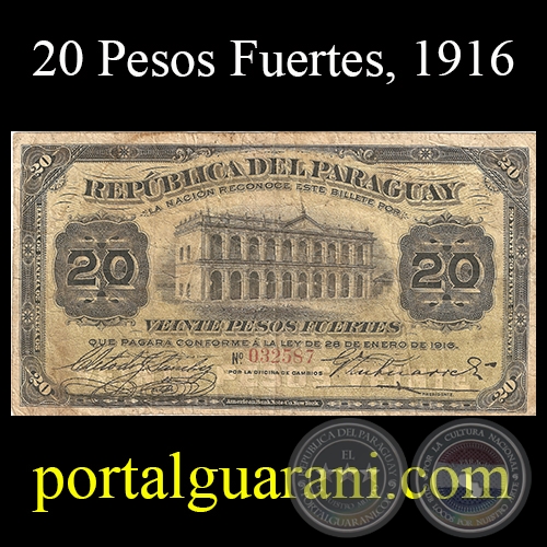 VEINTE PESOS FUERTES - FIRMA: CLETO DE J. SÁNCHEZ – GERÓNIMO ZUBIZARRETA