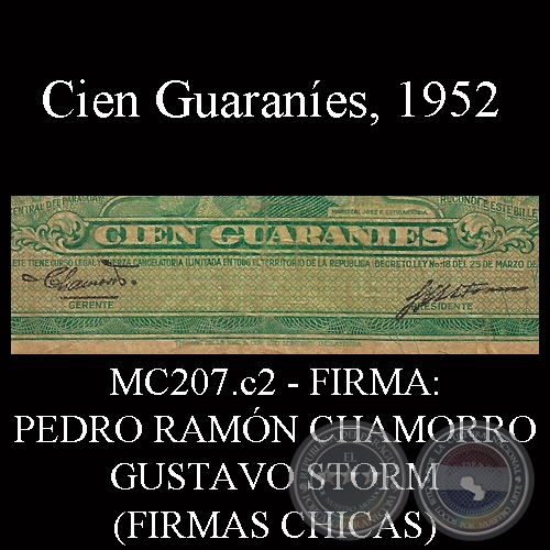 CIEN GUARANÍES - FIRMA: PEDRO RAMÓN CHAMORRO - GUSTAVO STORM (FIRMAS CHICAS)