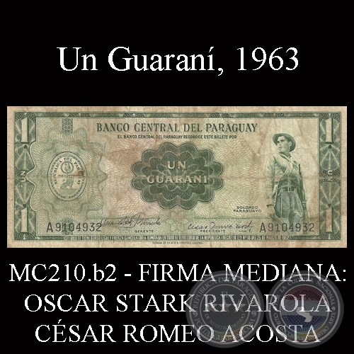UN GUARANÍ - FIRMA: OSCAR STARK RIVAROLA - CÉSAR ROMEO ACOSTA (FIRMAS MEDIANAS)