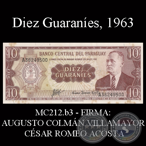 DIEZ GUARANÍES - FIRMA: AUGUSTO COLMÁN VILLAMAYOR - CÉSAR ROMEO ACOSTA