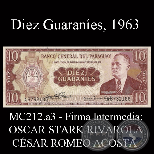 DIEZ GUARANÍES - FIRMA: OSCAR STARK RIVAROLA - CÉSAR ROMEO ACOSTA (FIRMAS INTERMEDIAS)