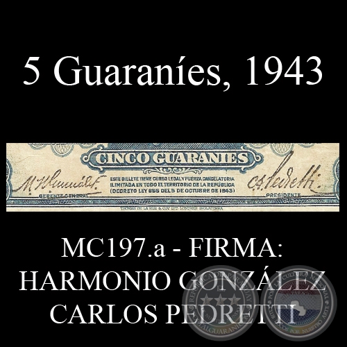 CINCO GUARANÍES - 1943 - FIRMA: HARMONIO GONZÁLEZ – CARLOS PEDRETTI