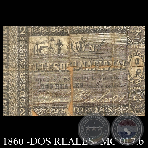 1860 - DOS REALES - FIRMAS: ELÍAS ORTELLADO – ANTONIO IRALA