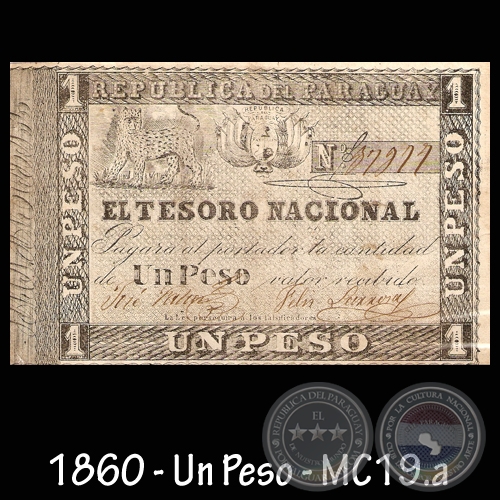 1860 - UN PESO - FIRMAS: JOS FALCN  FLIX LARROSA