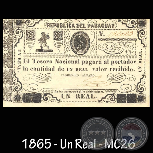 1865 - UN REAL - FIRMA: FLORENCIO ALFARO