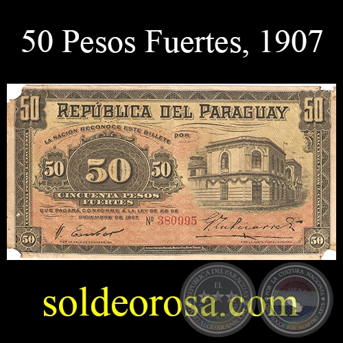 CINCUENTA PESOS FUERTES - FIRMAS: VICTORIANO ESCOBAR – GERÓNIMO ZUBIZARRETA