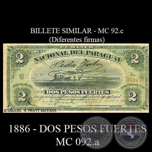 DOS PESOS FUERTES - MC92.a - FIRMAS: MANUEL BARRIOS  CRISTIAN HEISECKE  J.B. GAONA