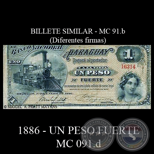 UN PESO FUERTE - MC91.d - FIRMAS: JOSÉ DÍAZ DE BEDOYA – J.E. SAGUIER – PEDRO MIRANDA