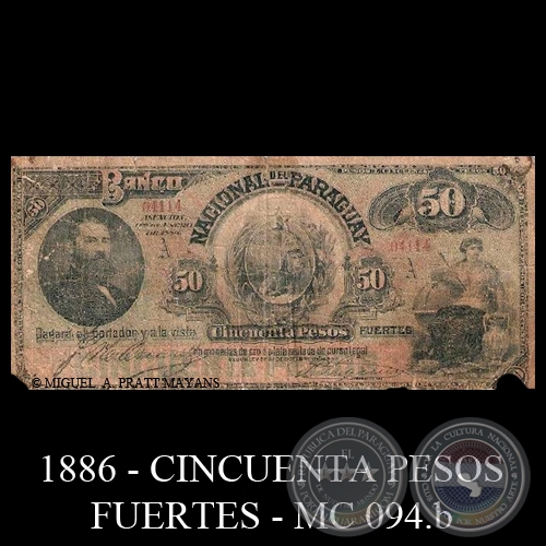 CINCUENTA PESOS FUERTES - MC94.b - FIRMAS: J. OCARIZ – J.E. SAGUIER