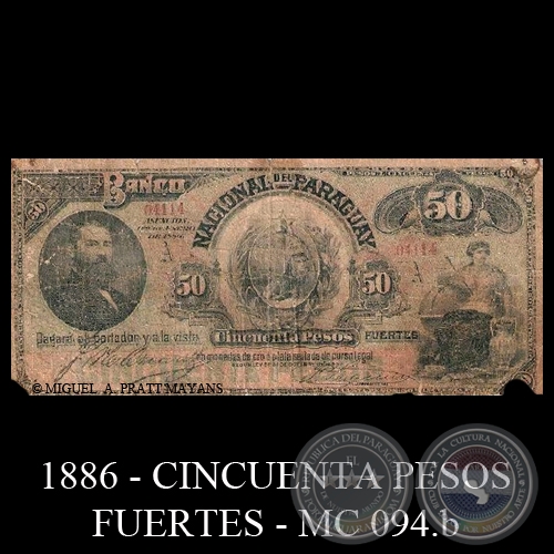 CINCUENTA PESOS FUERTES - MC94.b - FIRMAS: J. OCARIZ  J.E. SAGUIER