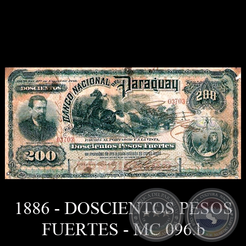 DOSCIENTOS PESOS FUERTES - MC96.b - FIRMAS: JUAN QUELL - JUAN MAZÓ – JOSÉ E. CORREA – J.E. SAGUIER