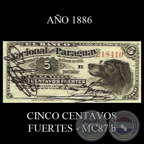 CINCO CENTAVOS FUERTES - MC87.b - FIRMAS: FRANCISCO GUANES - J.E. SAGUIER  LUIS PATRI