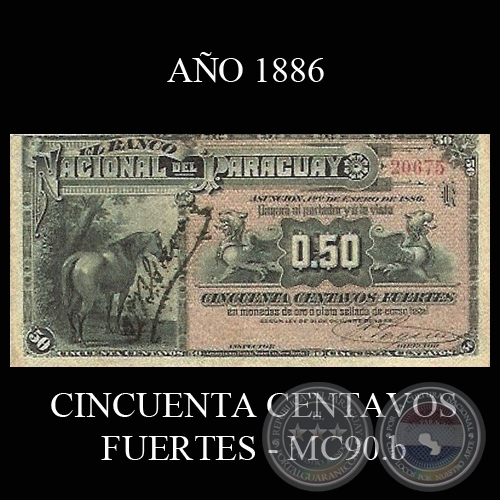 CINCUENTA CENTAVOS FUERTES - MC90.b - FIRMAS: J.B. GAONA – J.E. SAGUIER