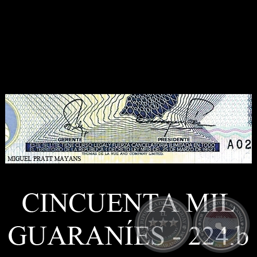 CINCUENTA MIL GUARANÍES - MC224.b - FIRMAS: RUBÉN FALCÓN - JOSÉ ENRIQUE PÁEZ