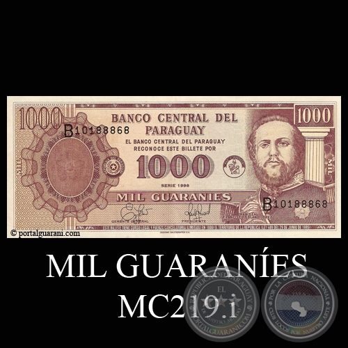 MIL GUARANÍES - MC219.i - FIRMA: EDGAR ISIDRO CÁCERES VERA - EDGAR ANÍBAL GÓMEZ GINARD