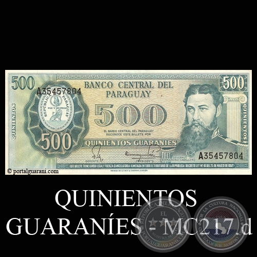 QUINIENTOS GUARANES - MC217.d - FIRMA: RUBN FALCN SILVA - JOS ENRIQUE PEZ