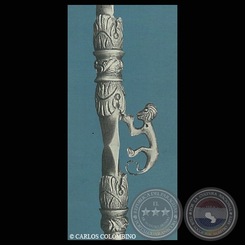 DETALLE DE BOMBILLA DE PLATA, FIGURA DE MONO - COLECCIÓN CARLOS PUSSINERI SCALA